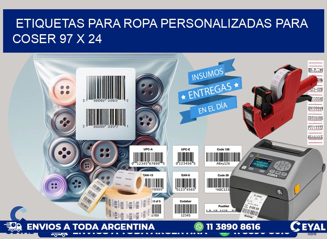 ETIQUETAS PARA ROPA PERSONALIZADAS PARA COSER 97 x 24