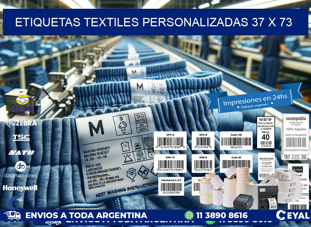 ETIQUETAS TEXTILES PERSONALIZADAS 37 x 73