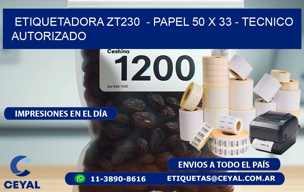 ETIQUETADORA ZT230  - PAPEL 50 x 33 - TECNICO AUTORIZADO
