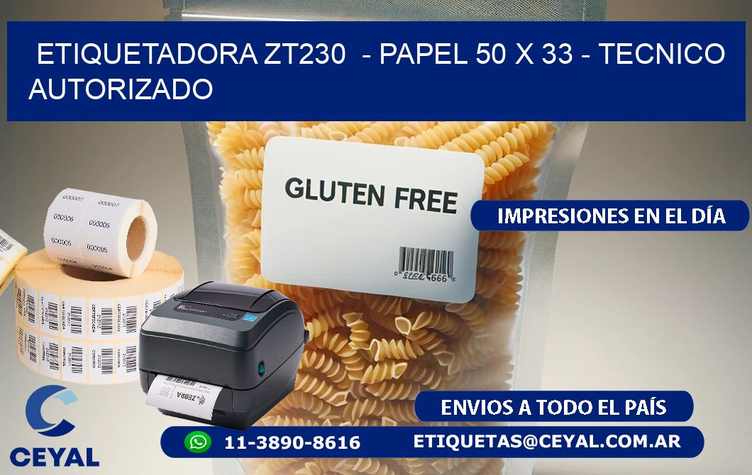 ETIQUETADORA ZT230  - PAPEL 50 x 33 - TECNICO AUTORIZADO