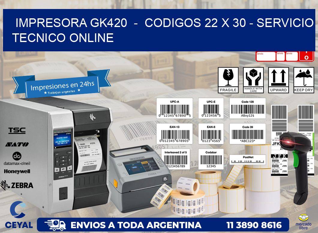 IMPRESORA GK420  -  CODIGOS 22 x 30 - SERVICIO TECNICO ONLINE