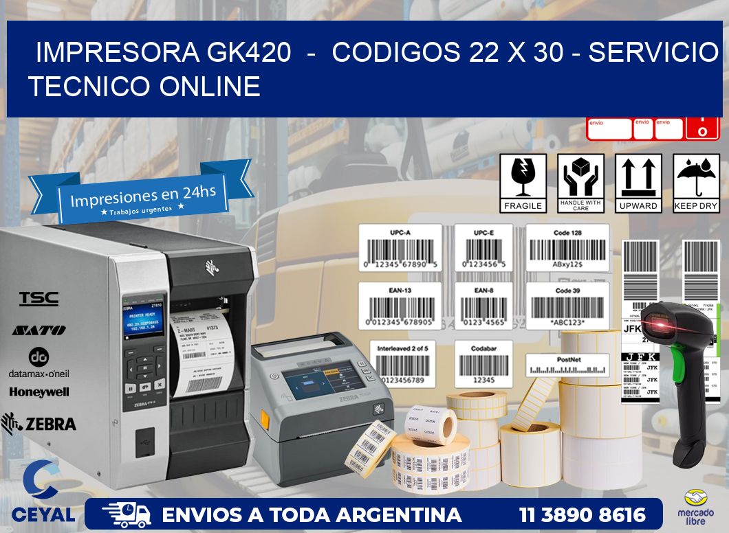IMPRESORA GK420  –  CODIGOS 22 x 30 – SERVICIO TECNICO ONLINE