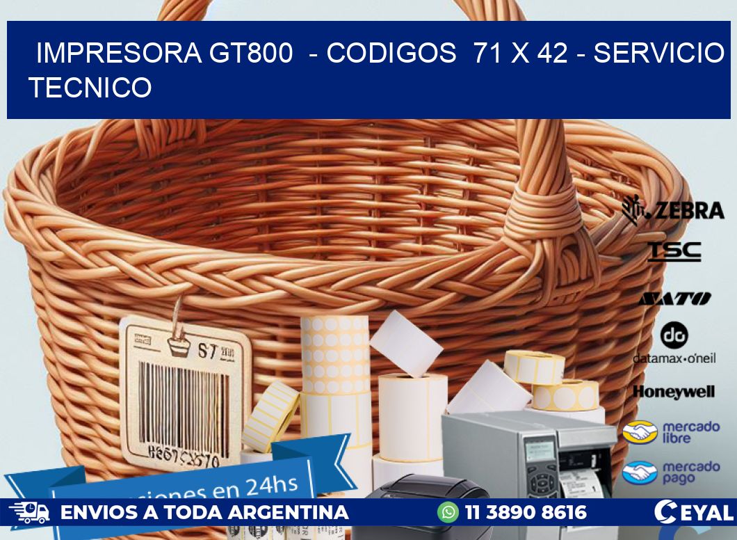 IMPRESORA GT800  – CODIGOS  71 x 42 – SERVICIO TECNICO