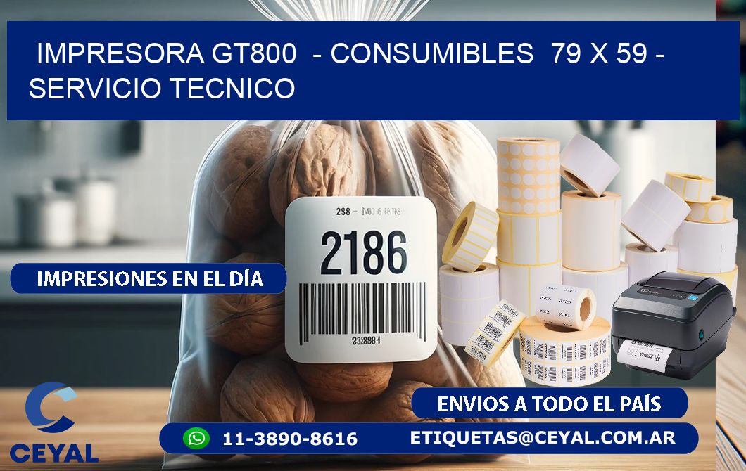 IMPRESORA GT800  - CONSUMIBLES  79 x 59 - SERVICIO TECNICO