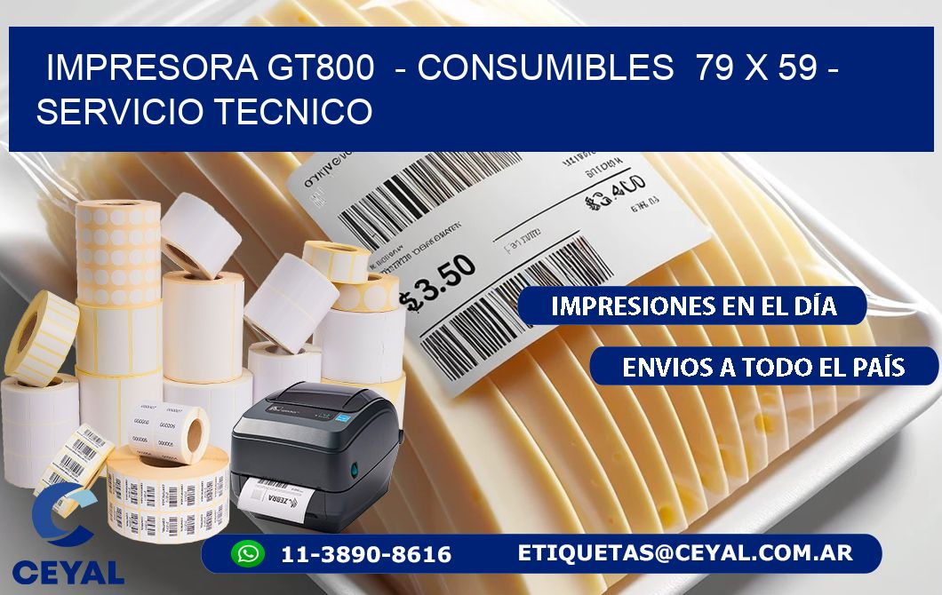 IMPRESORA GT800  - CONSUMIBLES  79 x 59 - SERVICIO TECNICO