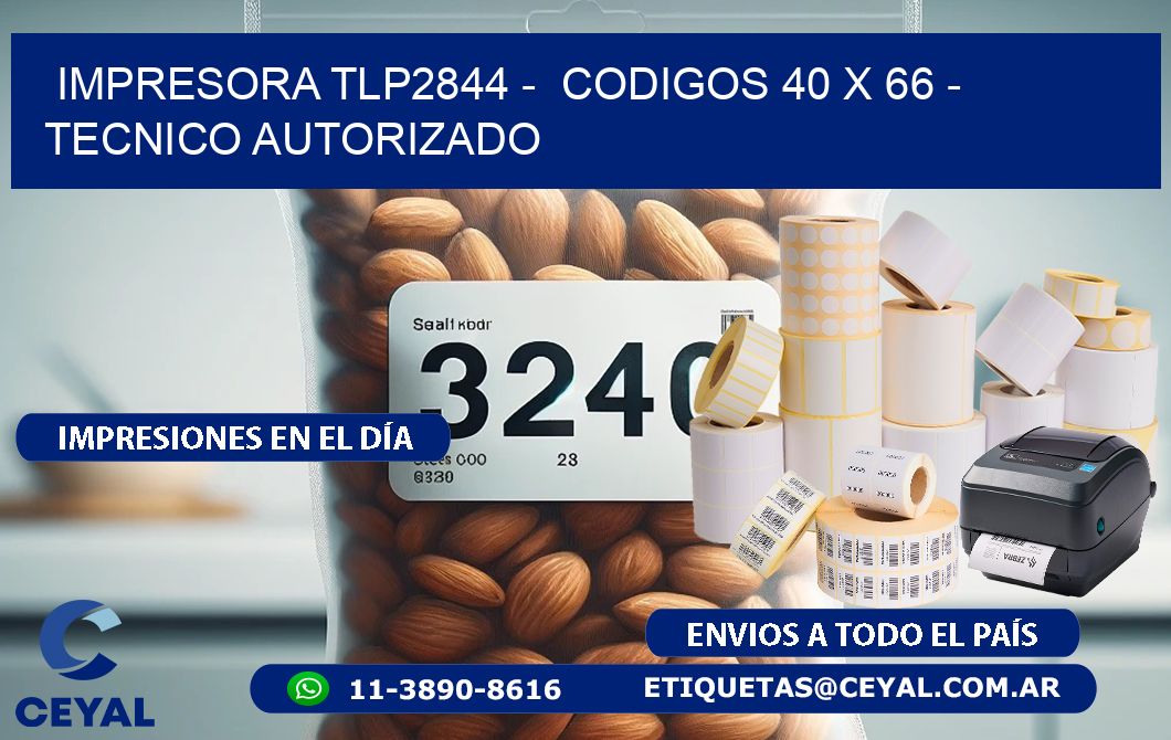 IMPRESORA TLP2844 -  CODIGOS 40 x 66 - TECNICO AUTORIZADO