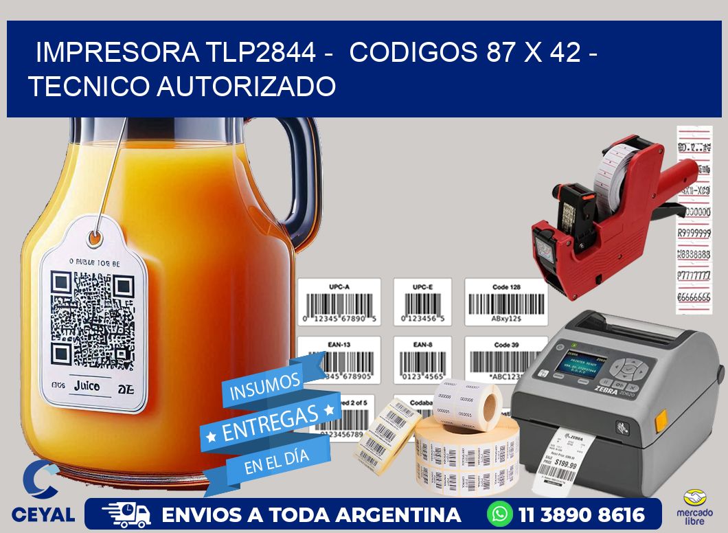 IMPRESORA TLP2844 -  CODIGOS 87 x 42 - TECNICO AUTORIZADO