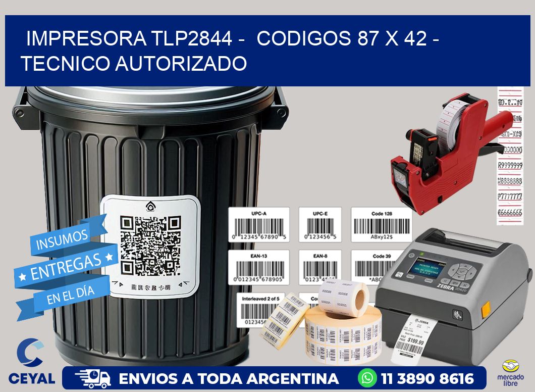 IMPRESORA TLP2844 -  CODIGOS 87 x 42 - TECNICO AUTORIZADO