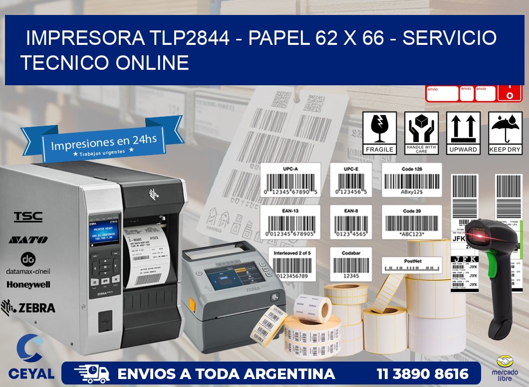 IMPRESORA TLP2844 - PAPEL 62 x 66 - SERVICIO TECNICO ONLINE