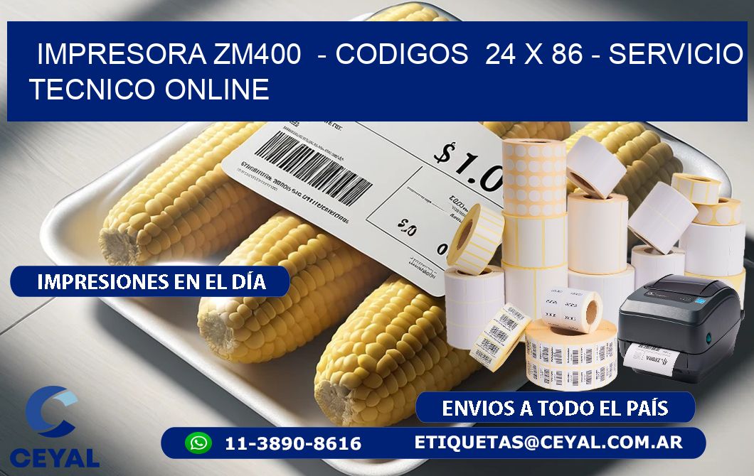 IMPRESORA ZM400 - CODIGOS 24 x 86 - SERVICIO TECNICO ONLINE