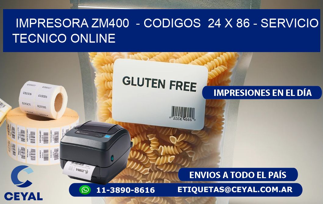 IMPRESORA ZM400 - CODIGOS 24 x 86 - SERVICIO TECNICO ONLINE