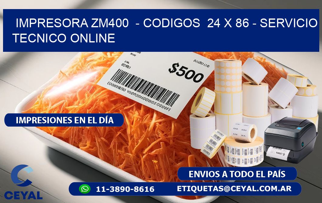 IMPRESORA ZM400 - CODIGOS 24 x 86 - SERVICIO TECNICO ONLINE