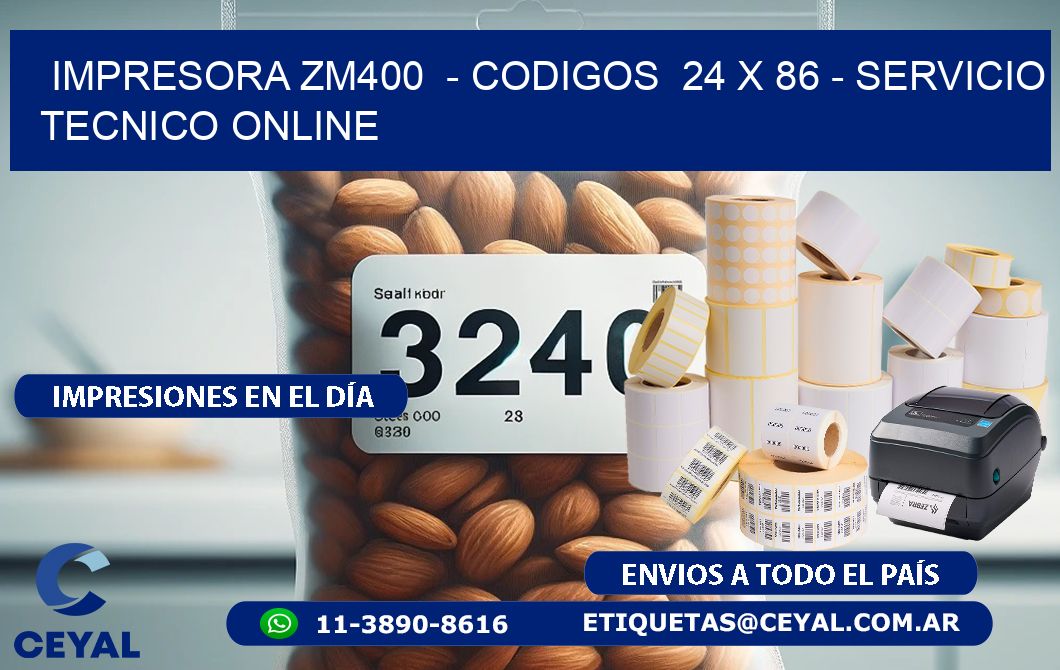IMPRESORA ZM400 - CODIGOS 24 x 86 - SERVICIO TECNICO ONLINE
