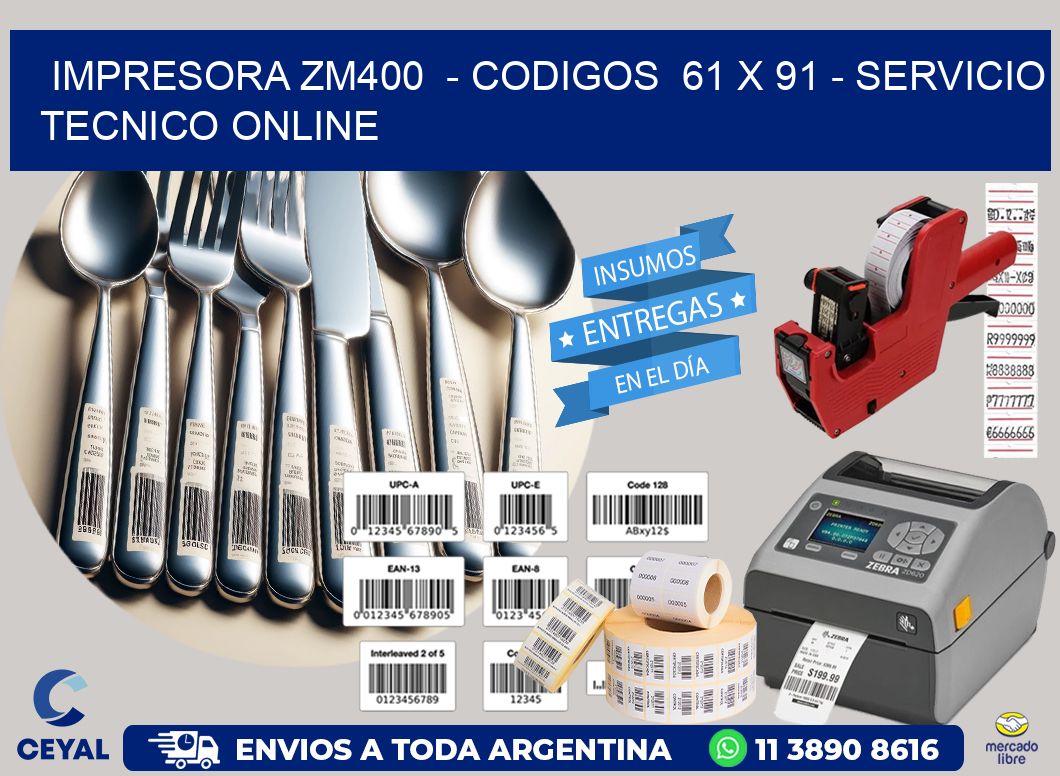 IMPRESORA ZM400 - CODIGOS 61 x 91 - SERVICIO TECNICO ONLINE