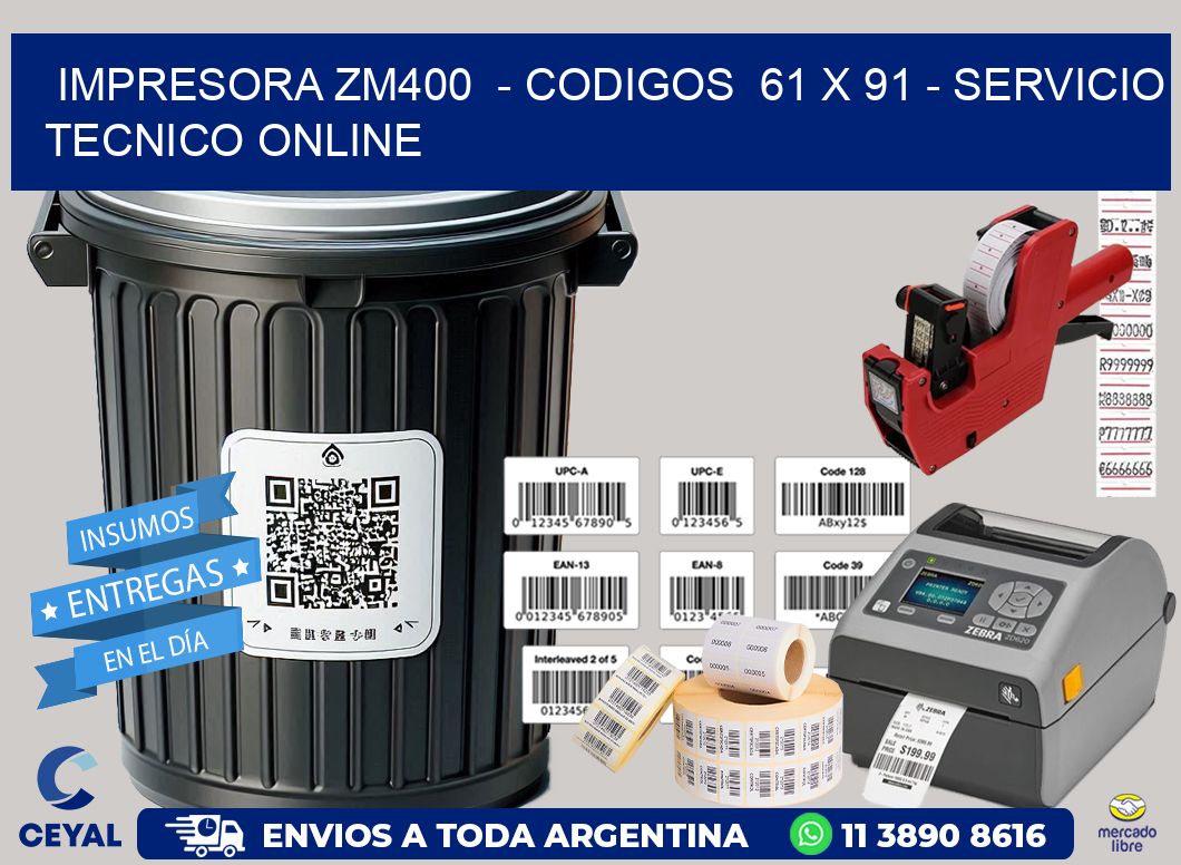 IMPRESORA ZM400 - CODIGOS 61 x 91 - SERVICIO TECNICO ONLINE