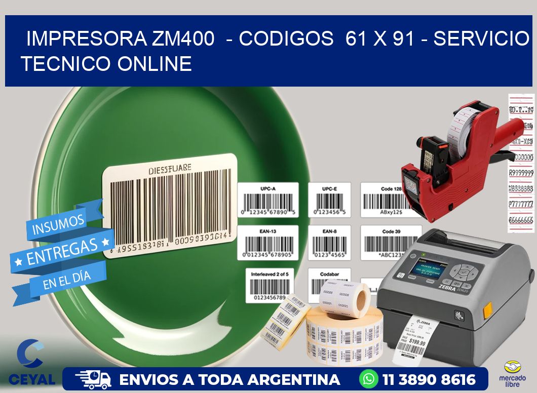 IMPRESORA ZM400 - CODIGOS 61 x 91 - SERVICIO TECNICO ONLINE