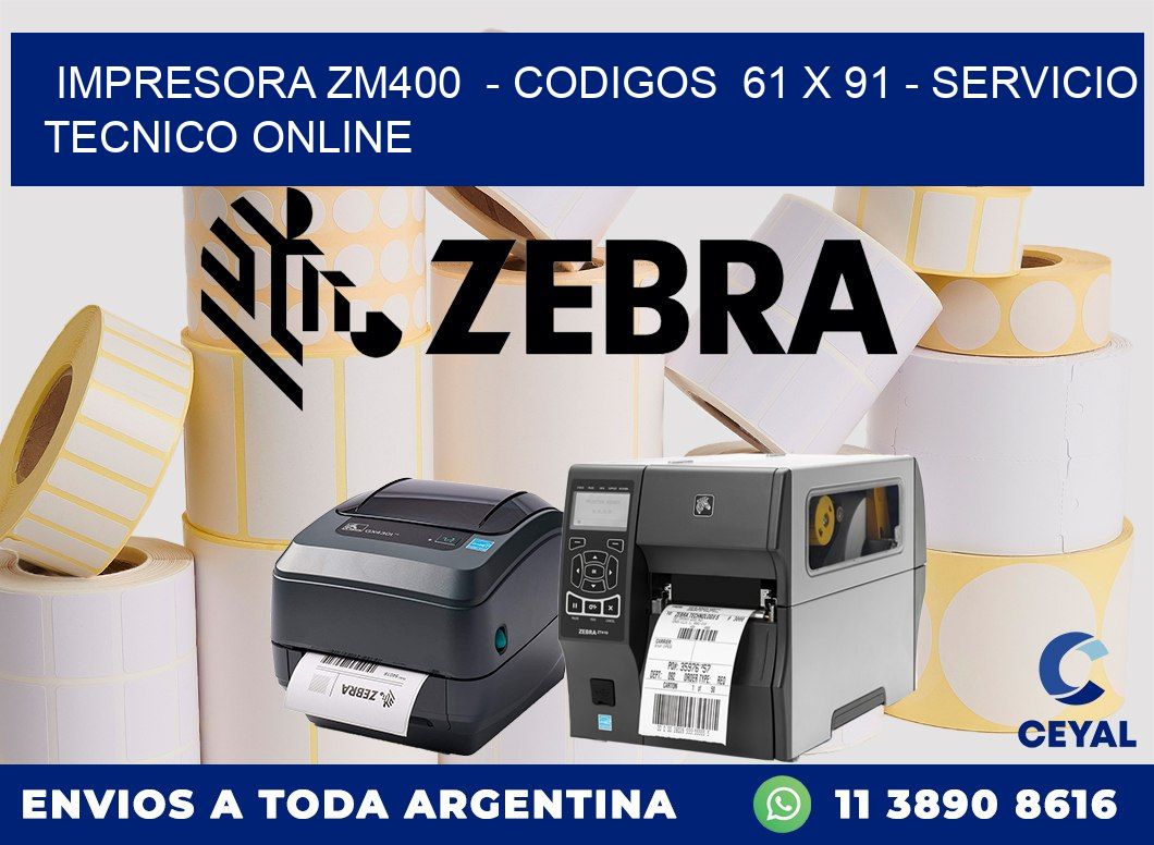 IMPRESORA ZM400 - CODIGOS 61 x 91 - SERVICIO TECNICO ONLINE