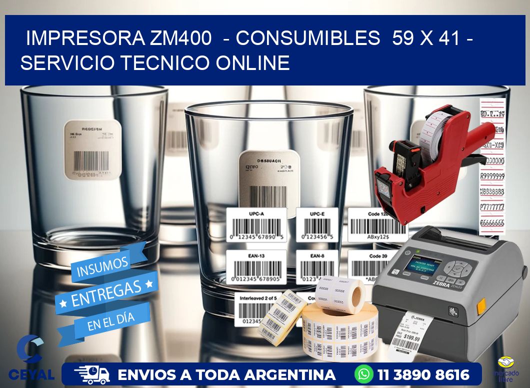 IMPRESORA ZM400 - CONSUMIBLES 59 x 41 - SERVICIO TECNICO ONLINE