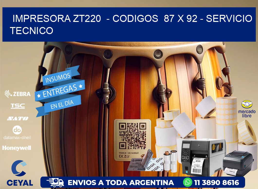 IMPRESORA ZT220  - CODIGOS  87 x 92 - SERVICIO TECNICO