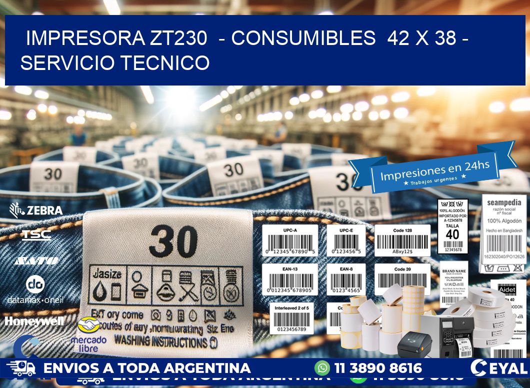 IMPRESORA ZT230  - CONSUMIBLES  42 x 38 - SERVICIO TECNICO