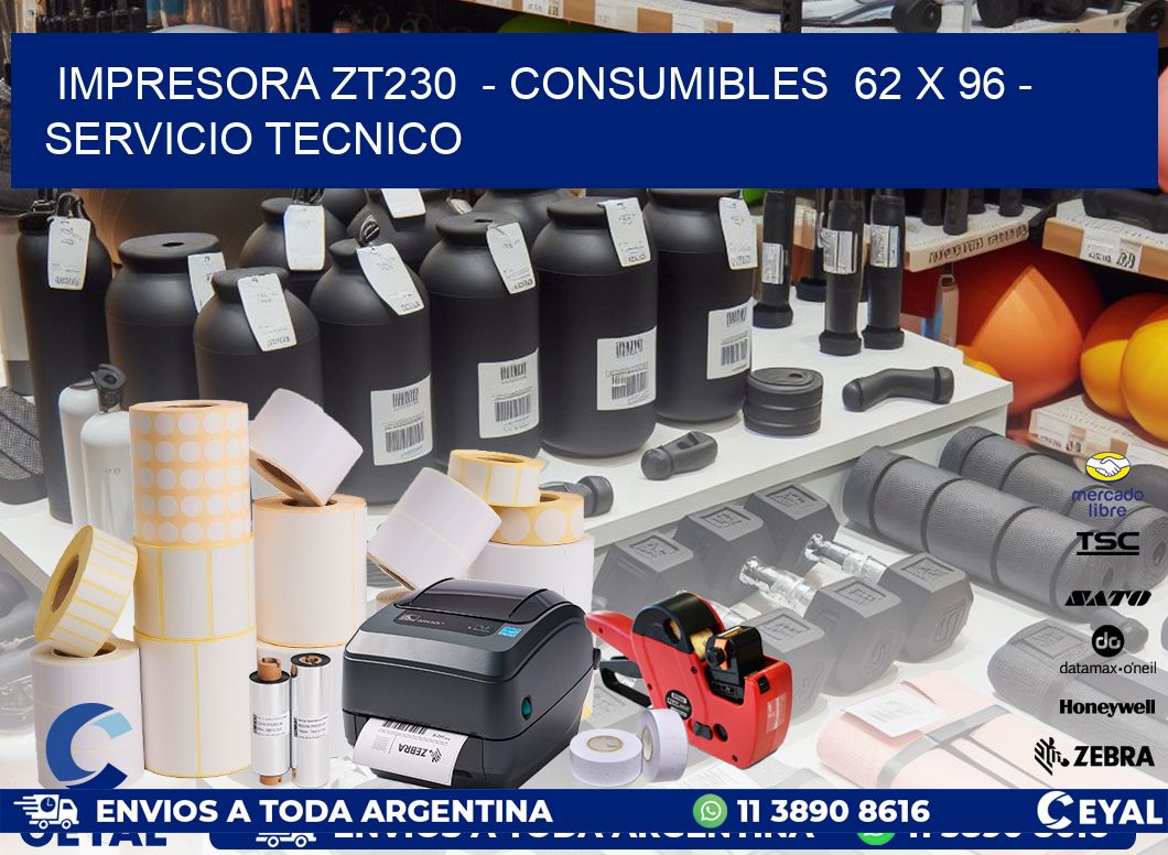 IMPRESORA ZT230  - CONSUMIBLES  62 x 96 - SERVICIO TECNICO