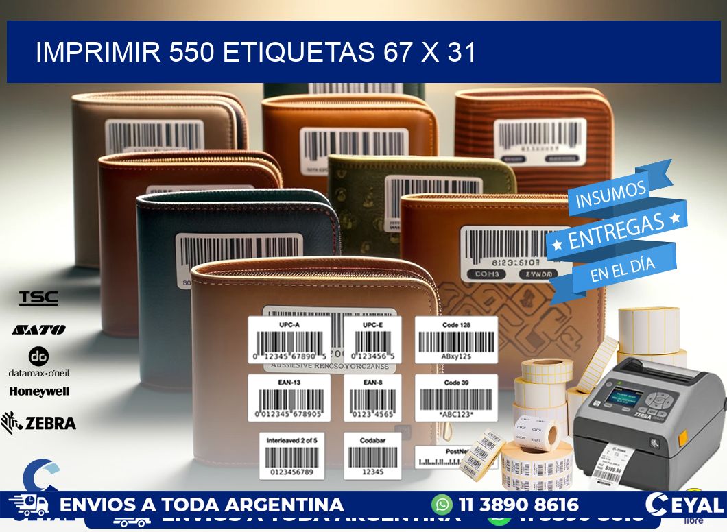 IMPRIMIR 550 ETIQUETAS 67 x 31