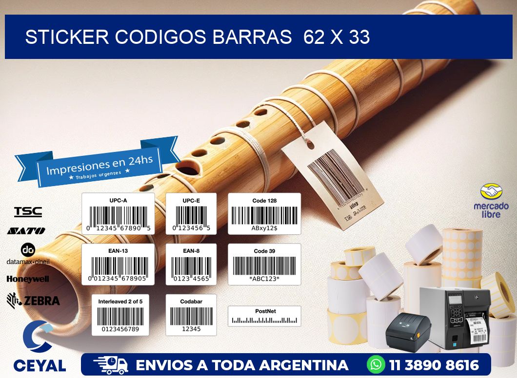 STICKER CODIGOS BARRAS  62 x 33