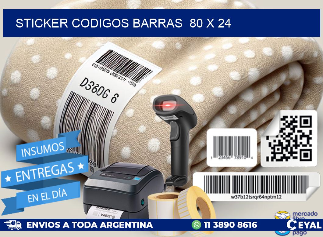 STICKER CODIGOS BARRAS  80 x 24