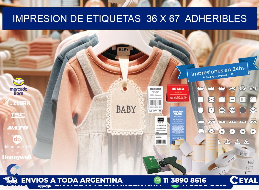 impresion de etiquetas  36 x 67  adheribles