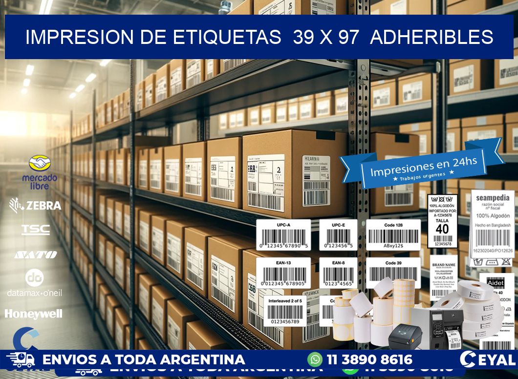 impresion de etiquetas  39 x 97  adheribles