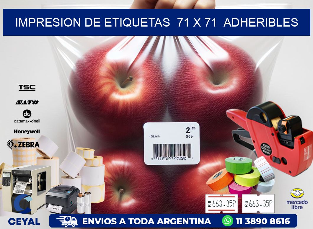 impresion de etiquetas 71 x 71 adheribles