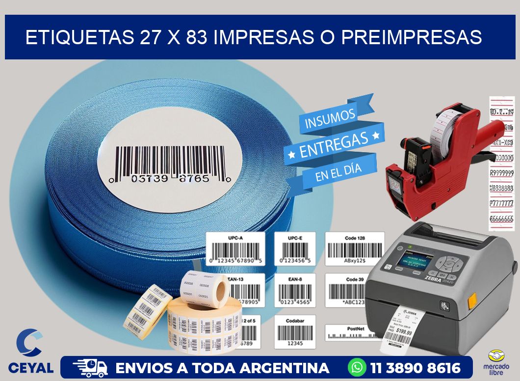 ETIQUETAS 27 x 83 IMPRESAS O PREIMPRESAS