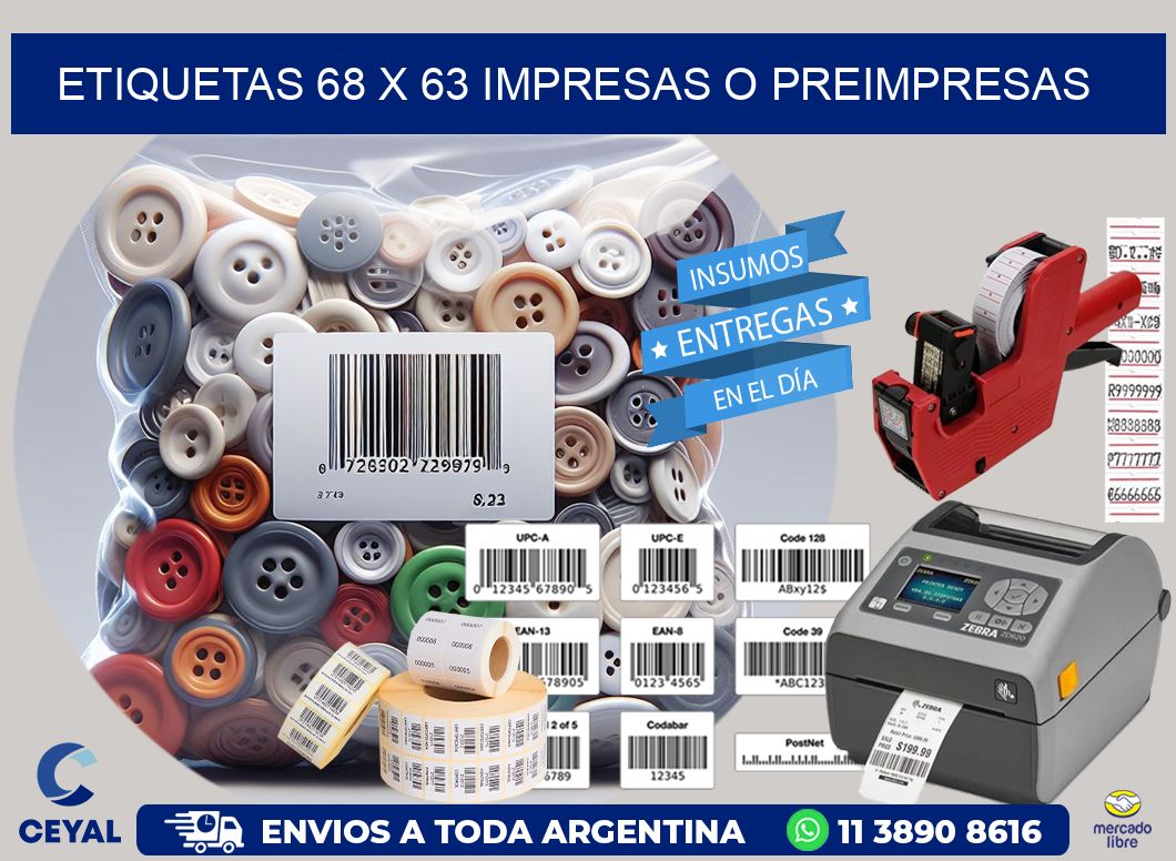 ETIQUETAS 68 x 63 IMPRESAS O PREIMPRESAS