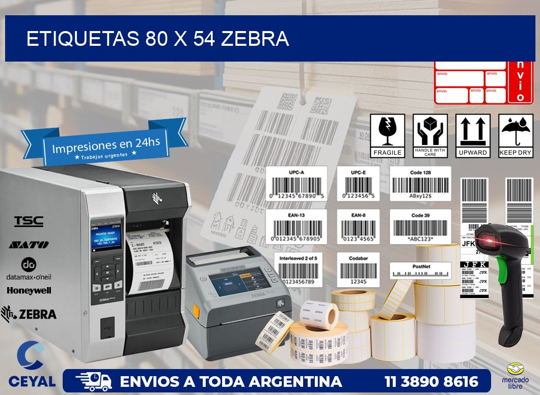 ETIQUETAS 80 x 54 ZEBRA