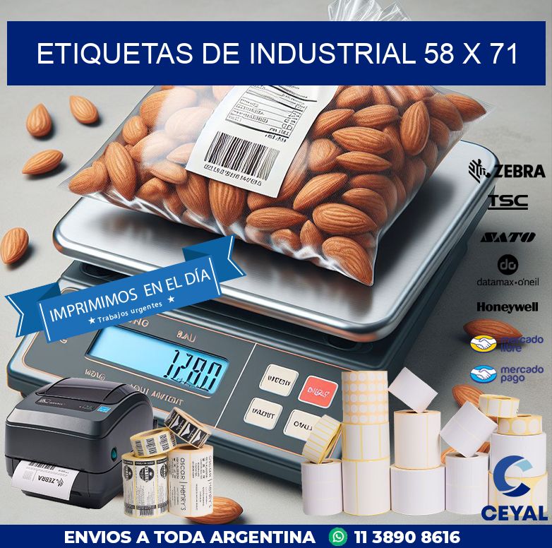 etiquetas de industrial 58 x 71