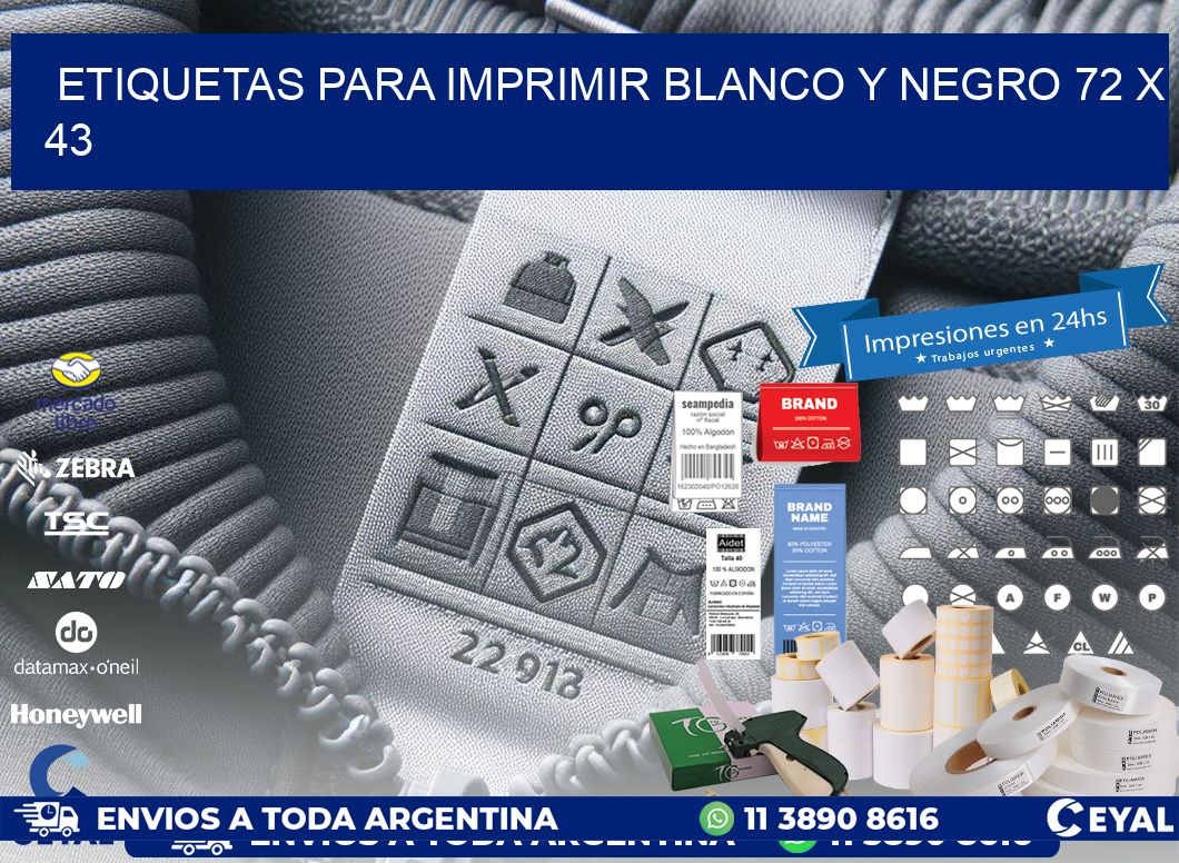etiquetas para imprimir blanco y negro 72 x 43