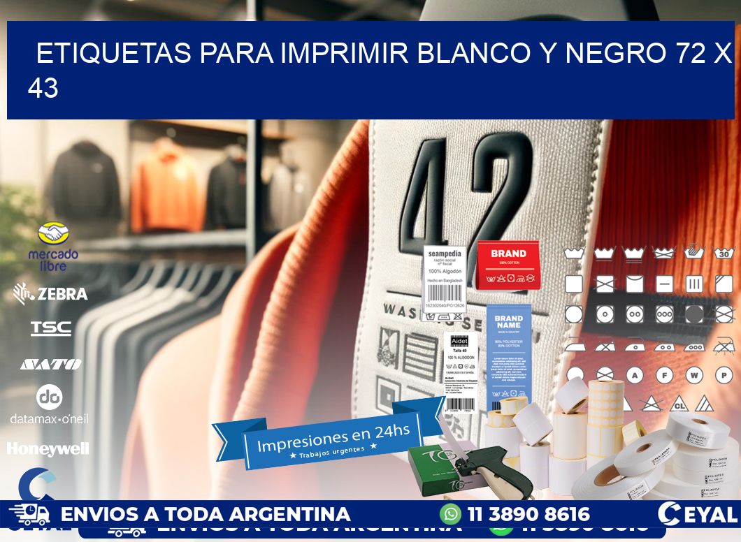 etiquetas para imprimir blanco y negro 72 x 43
