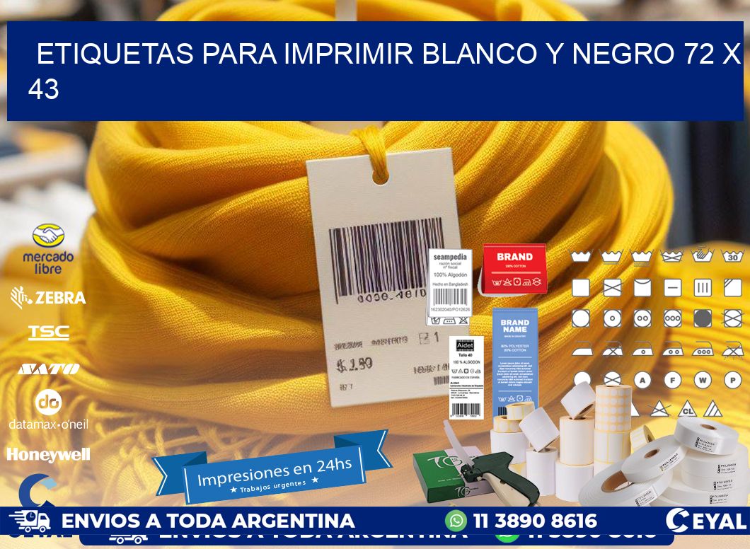 etiquetas para imprimir blanco y negro 72 x 43
