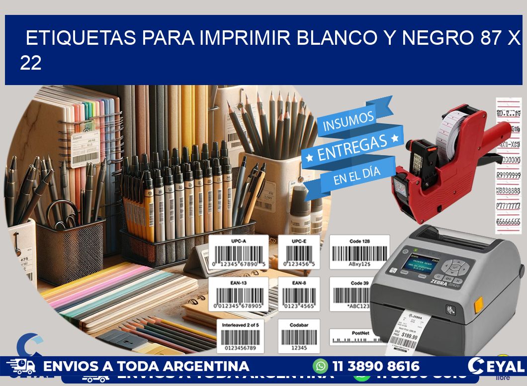 etiquetas para imprimir blanco y negro 87 x 22