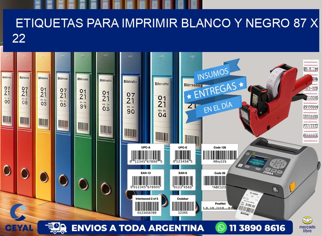 etiquetas para imprimir blanco y negro 87 x 22