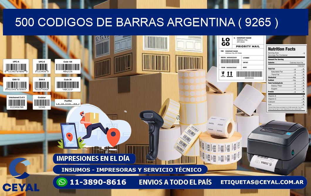 500 codigos de barras argentina ( 9265 )