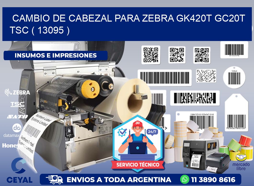 CAMBIO DE CABEZAL PARA ZEBRA GK420T GC20T TSC ( 13095 )