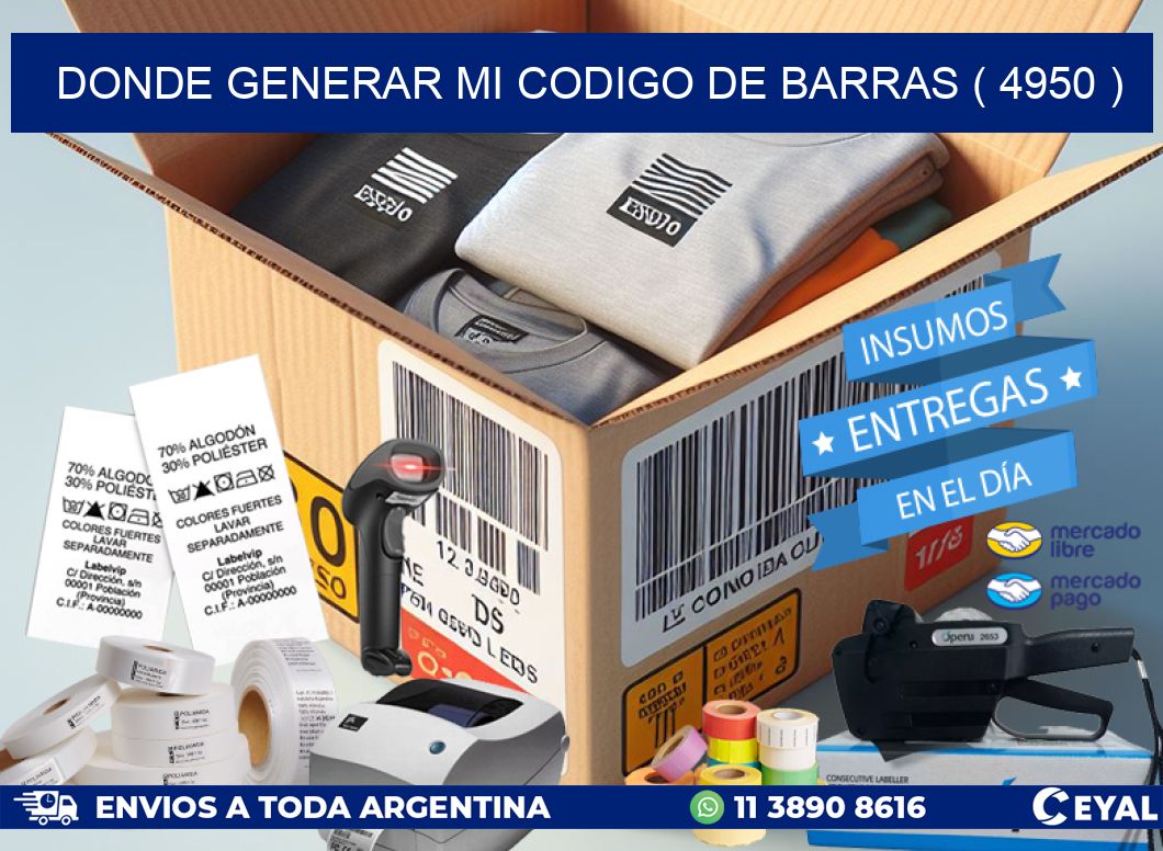 DONDE GENERAR MI CODIGO DE BARRAS ( 4950 )