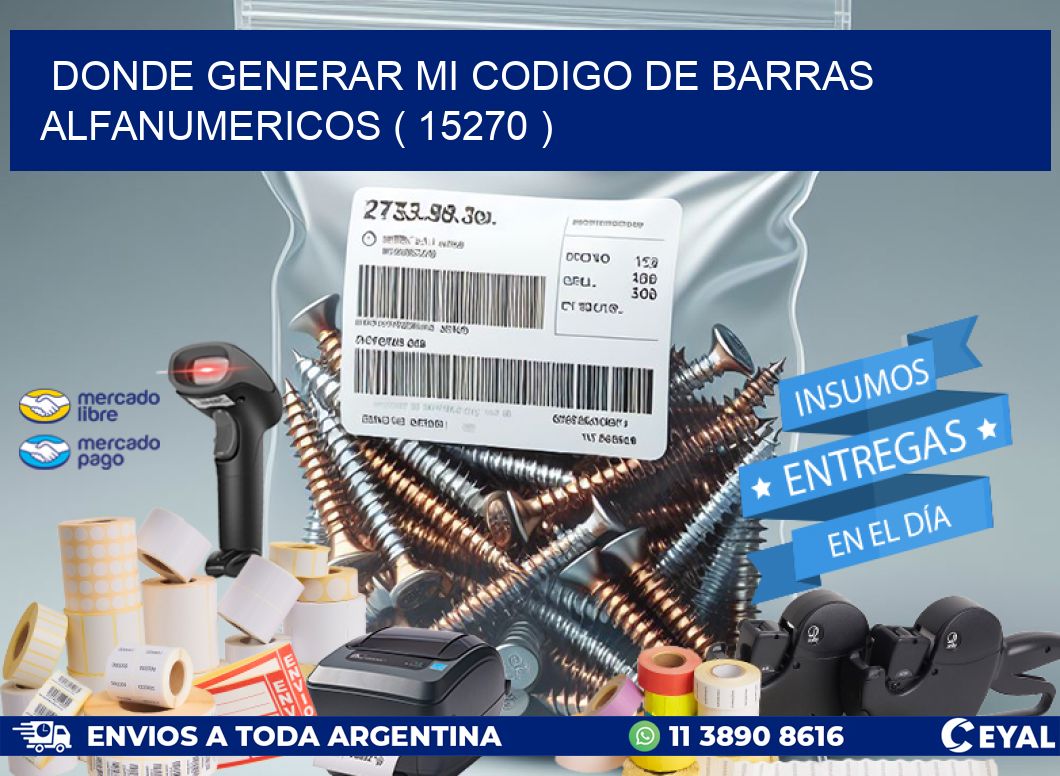 DONDE GENERAR MI CODIGO DE BARRAS ALFANUMERICOS ( 15270 )