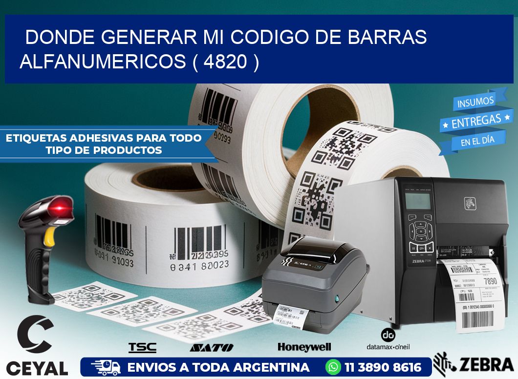 DONDE GENERAR MI CODIGO DE BARRAS ALFANUMERICOS ( 4820 )