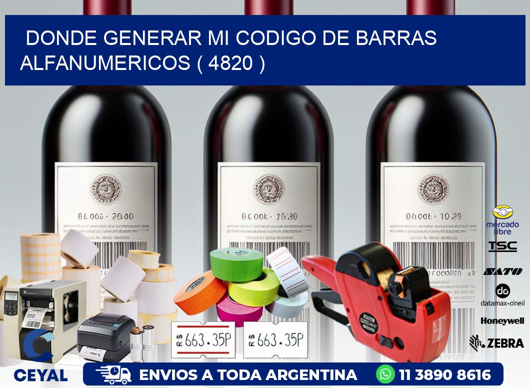 DONDE GENERAR MI CODIGO DE BARRAS ALFANUMERICOS ( 4820 )