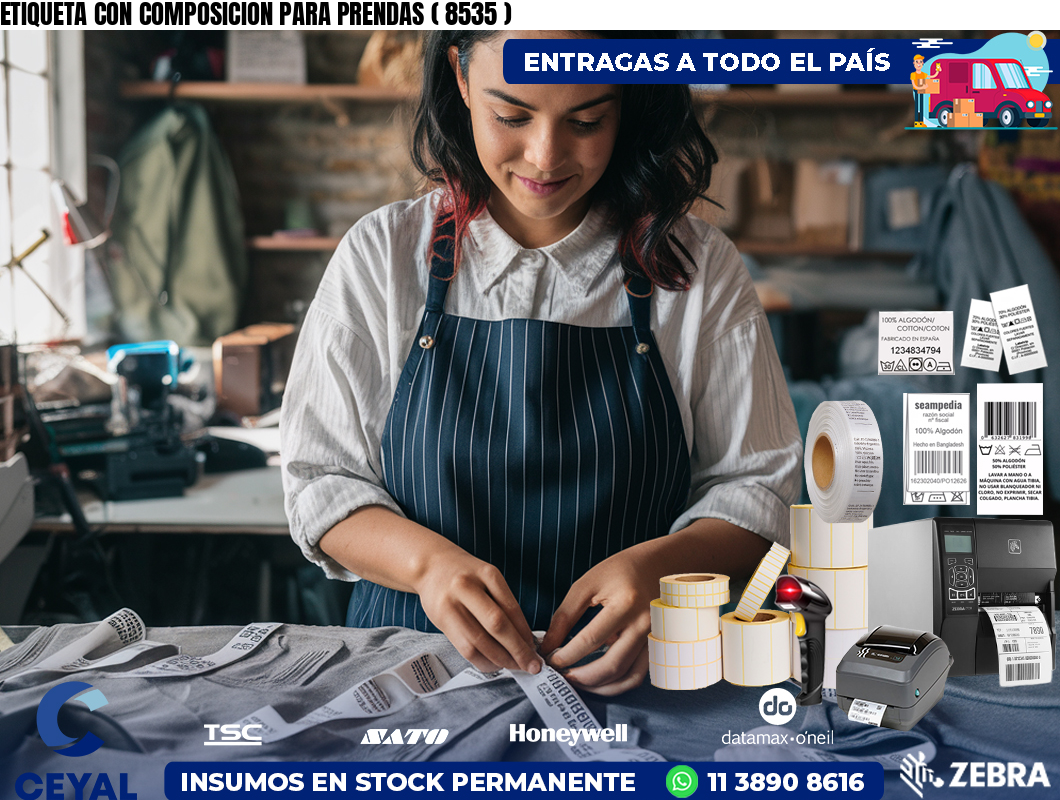 ETIQUETA CON COMPOSICION PARA PRENDAS ( 8535 )