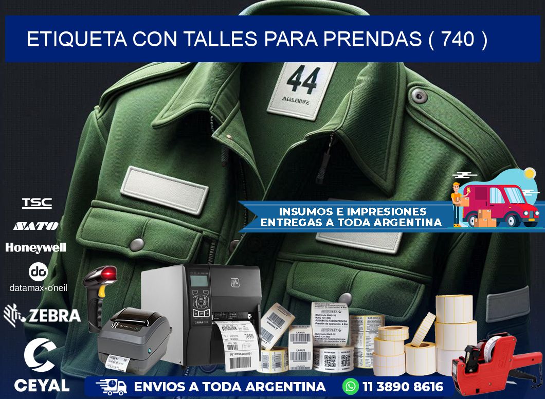 ETIQUETA CON TALLES PARA PRENDAS ( 740 )