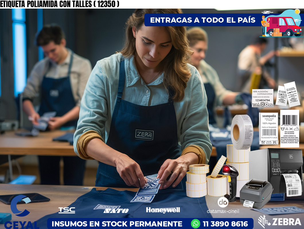 ETIQUETA POLIAMIDA CON TALLES ( 12350 )