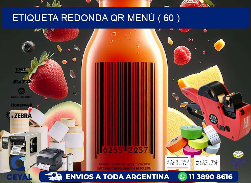 ETIQUETA REDONDA QR MENÚ ( 60 )